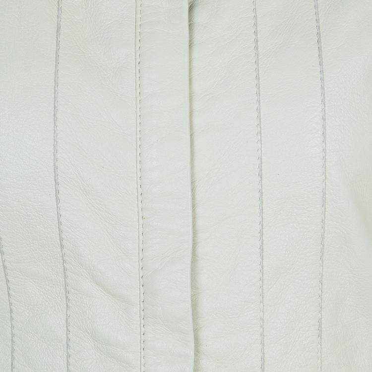 Pre Owned Roberto Cavalli Angels Cream Frill Detail Leather Jacket 12 Yrs 