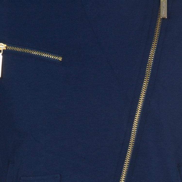 Pre Owned Roberto Cavalli Angels Navy Blue Frill Detail Biker Jacket 8 Yrs 