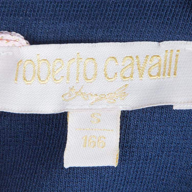 Pre Owned Roberto Cavalli Angels Navy Blue Frill Detail Biker Jacket 8 Yrs 