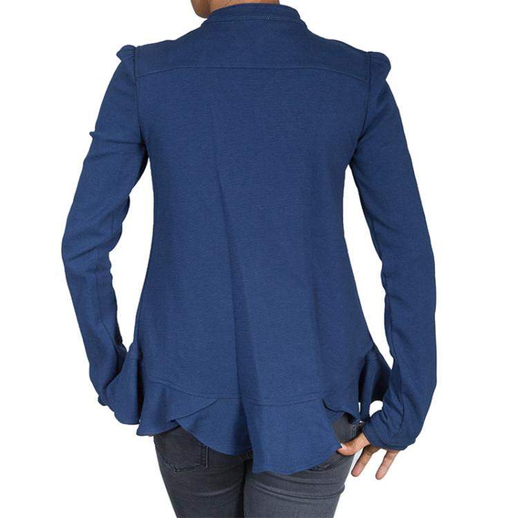 Pre Owned Roberto Cavalli Angels Navy Blue Frill Detail Biker Jacket 12 Yrs 