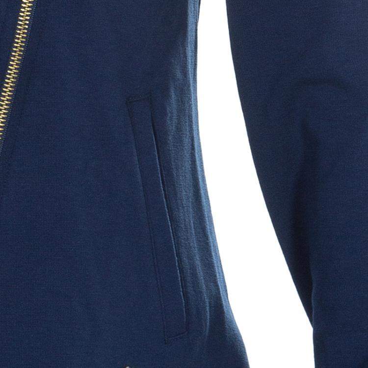 Pre Owned Roberto Cavalli Angels Navy Blue Frill Detail Biker Jacket 12 Yrs 