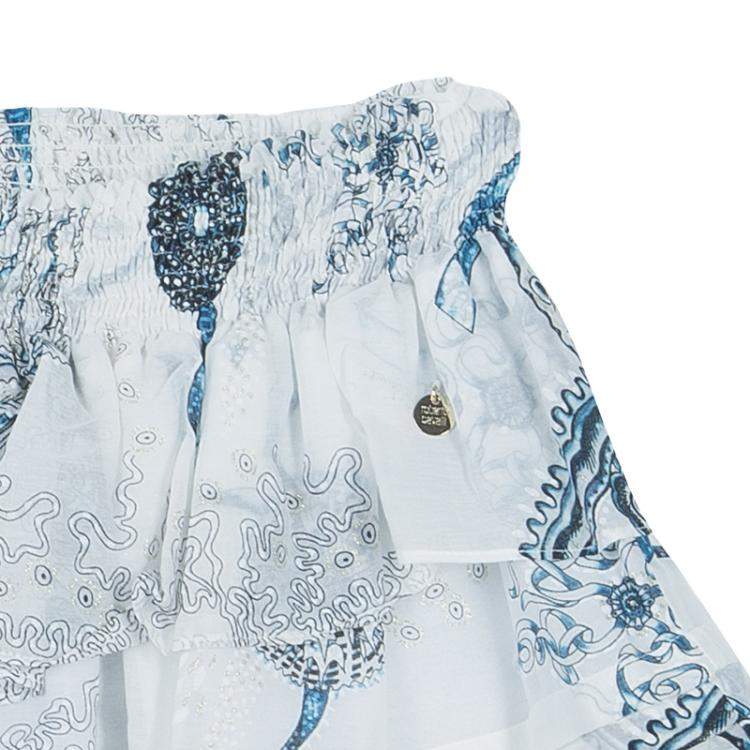 Pre Owned Roberto Cavalli Angels White Printed Tiered Skirt 10 Yrs 