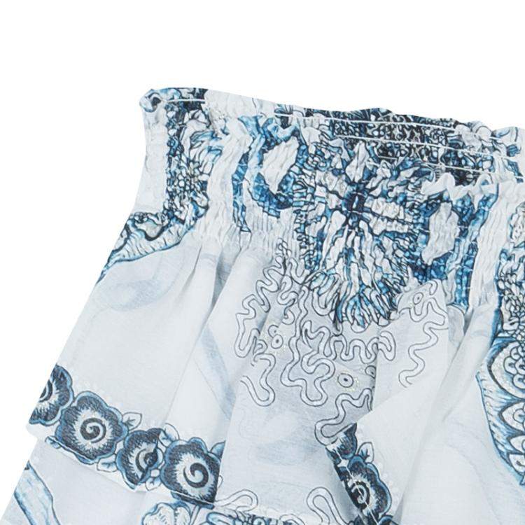 Pre Owned Roberto Cavalli Angels White Printed Tiered Skirt 10 Yrs 