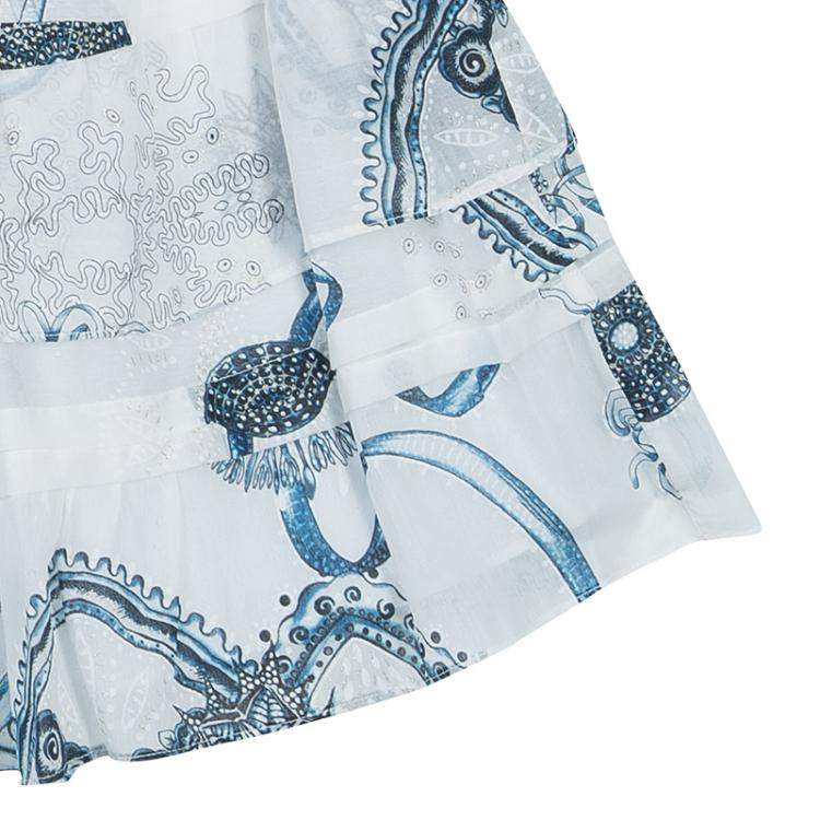 Pre Owned Roberto Cavalli Angels White Printed Tiered Skirt 10 Yrs 