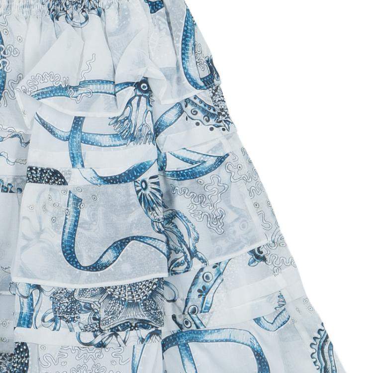 Pre Owned Roberto Cavalli Angels White Printed Tiered Skirt 10 Yrs 
