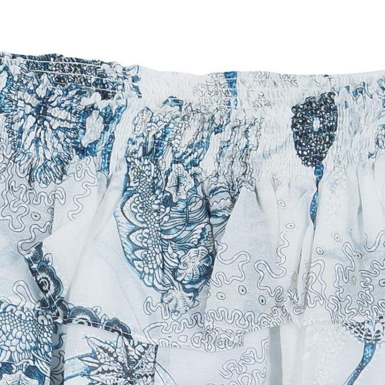 Pre Owned Roberto Cavalli Angels White Printed Tiered Skirt 10 Yrs 