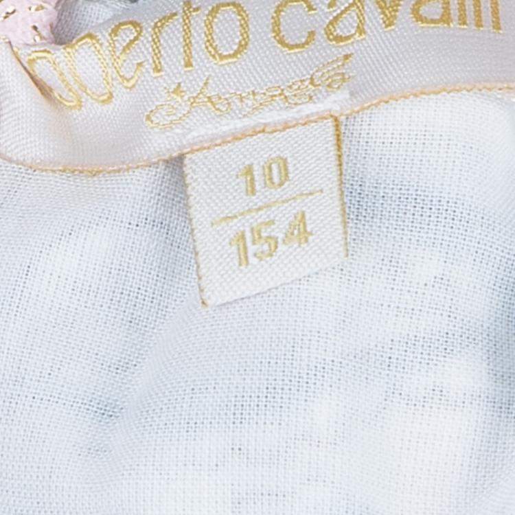 Pre Owned Roberto Cavalli Angels White Printed Tiered Skirt 10 Yrs 