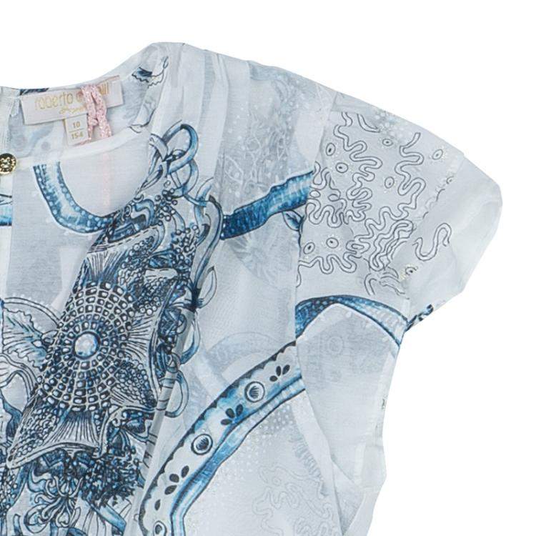 Pre Owned Roberto Cavalli Angels White Printed Tiered Maxi Dress 10 Yrs 