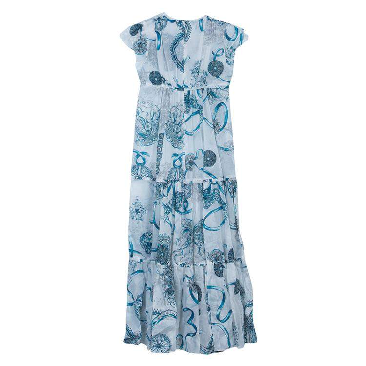 Pre Owned Roberto Cavalli Angels White Printed Tiered Maxi Dress 14 Yrs 