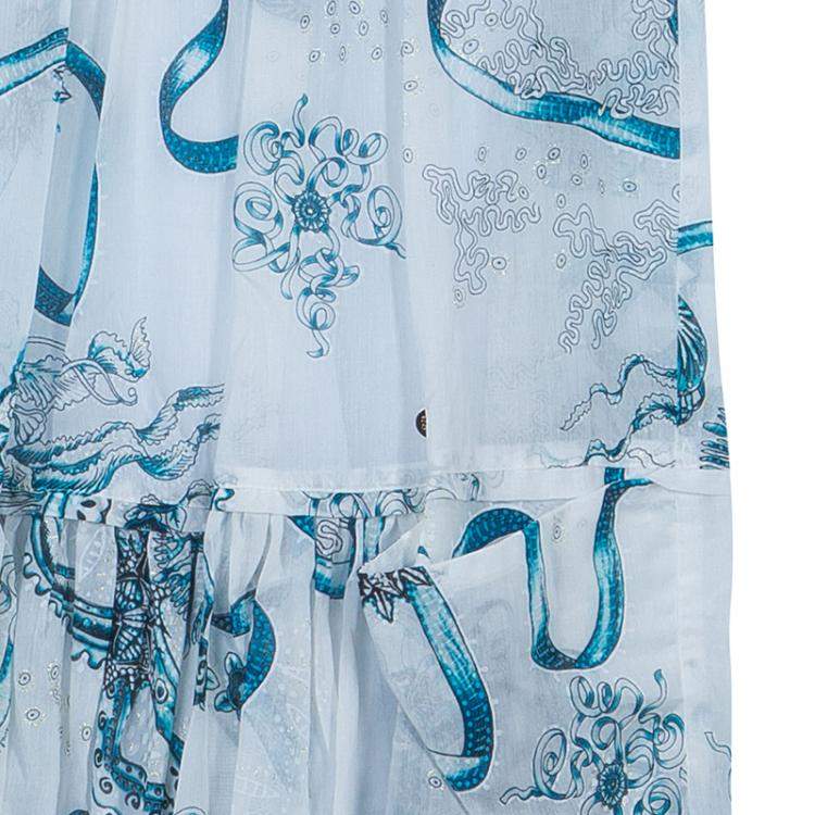 Pre Owned Roberto Cavalli Angels White Printed Tiered Maxi Dress 14 Yrs 