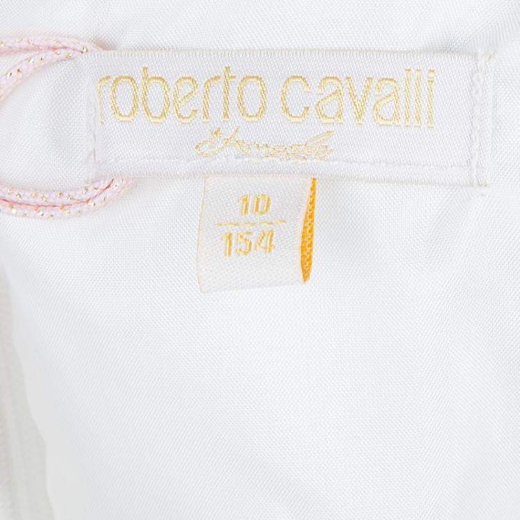 مملوكة مسبقًا Roberto Cavalli Angels White Sequin Embellished Pleated Dress 10 Yrs 