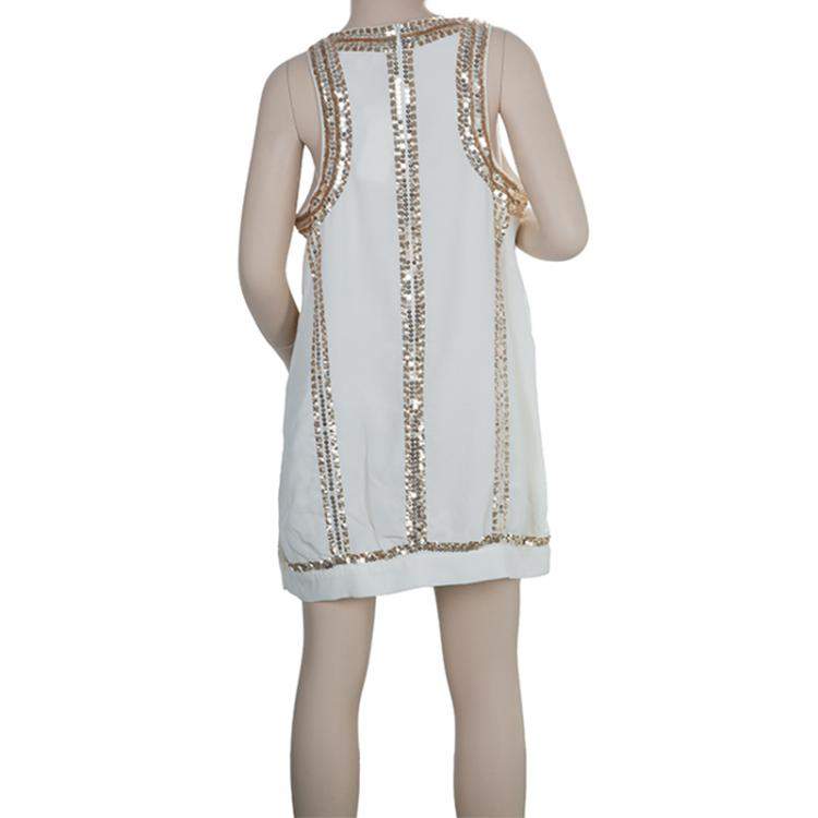Pre Owned Roberto Cavalli Angels White Sequin Embellished Sleeveless Dress 14 Yrs 