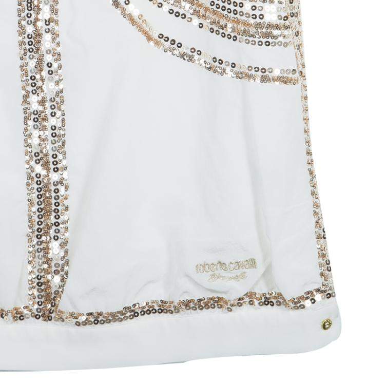 Pre Owned Roberto Cavalli Angels White Sequin Embellished Sleeveless Dress 14 Yrs 