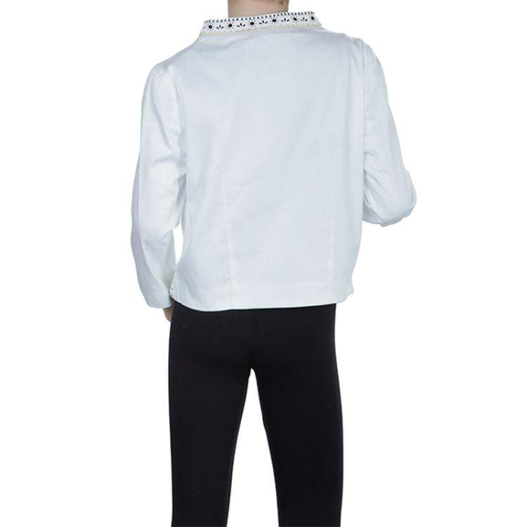 Pre Owned Roberto Cavalli Angels White Leather-Trim Jacket 8 Yrs 