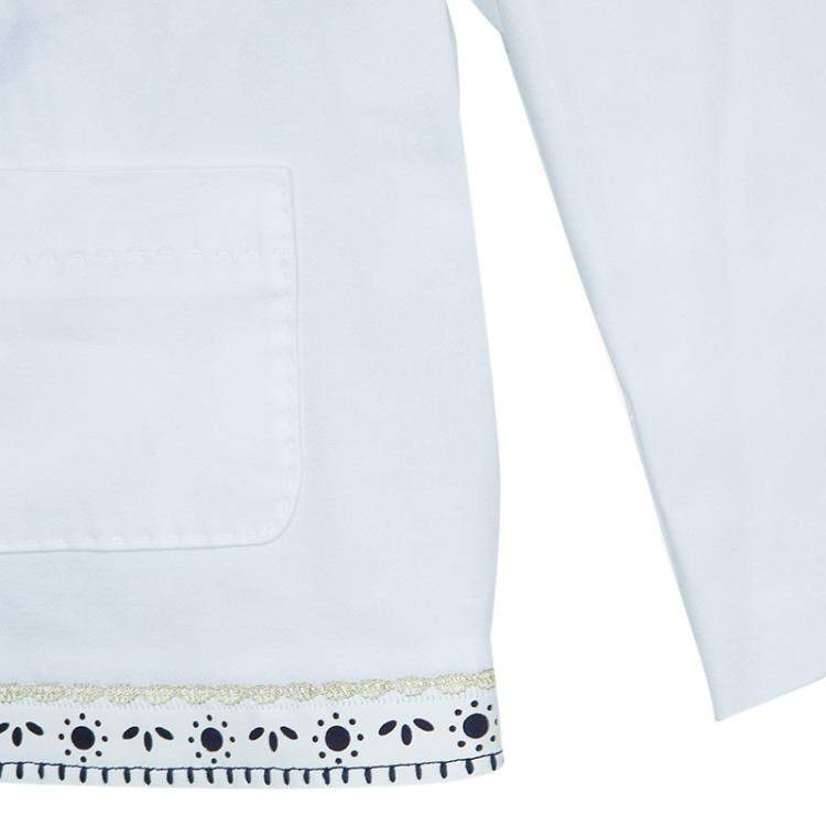 Pre Owned Roberto Cavalli Angels White Leather-Trim Jacket 8 Yrs 