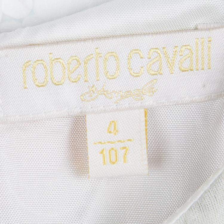 Pre Owned Roberto Cavalli Angels Floral Printed Chiffon Layered Sleeveless Dress 4 Yrs