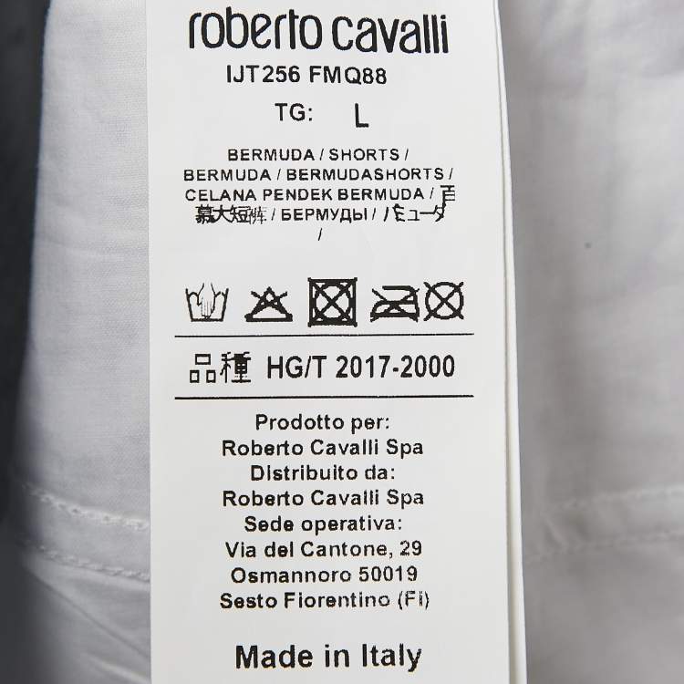 Pre Owned Roberto Cavalli Kids Blue Lizard Print Gabardine Bermuda Shorts L