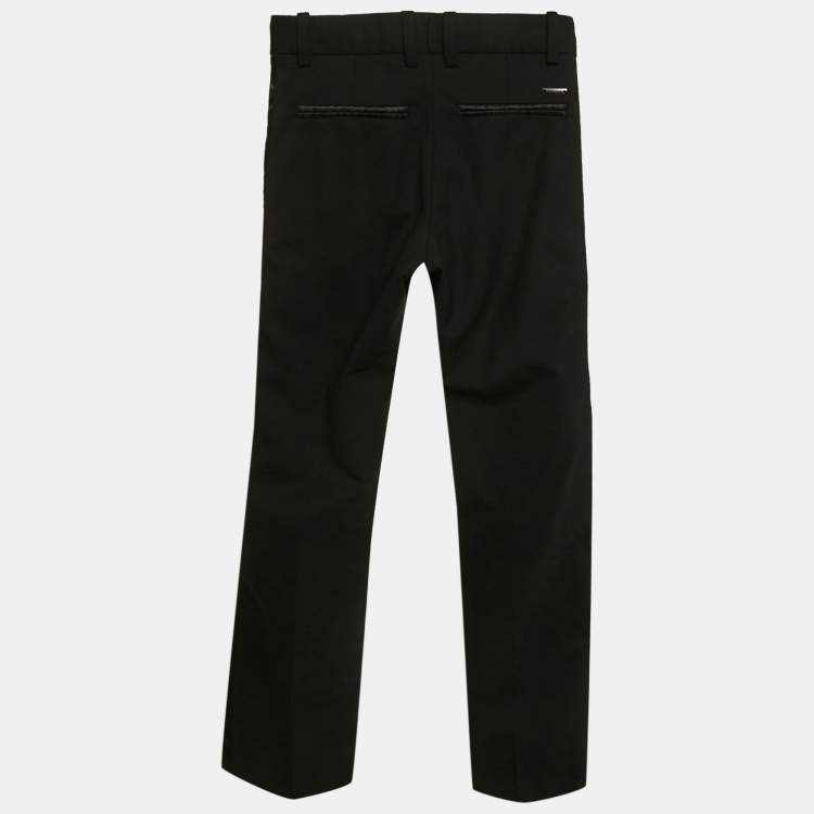 Pre Owned Roberto Cavalli Kids Black Wool Gabardine Side Trimmed Pants 8 Yrs