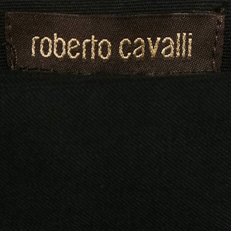 Pre Owned Roberto Cavalli Kids Black Wool Gabardine Side Trimmed Pants 8 Yrs