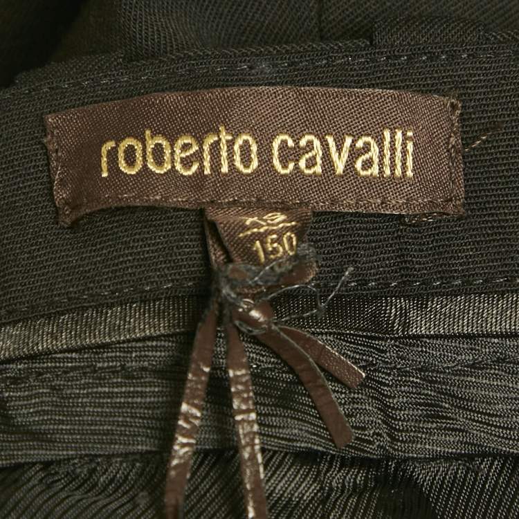 Pre Owned Roberto Cavalli Boys Black Black Wool Formal Pants XS