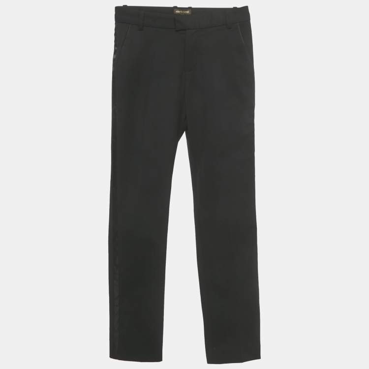 Pre Owned Roberto Cavalli Boys Black Black Wool Formal Pants XS
