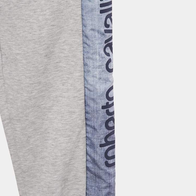 Pre Owned Roberto Cavalli Junior Grey Jersey Jogger Pants L/(16-18 Yrs)