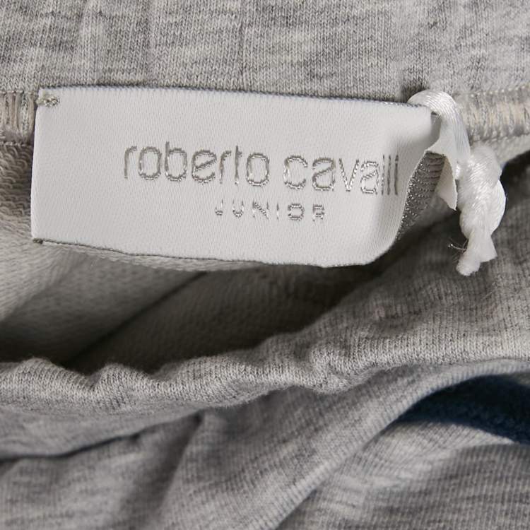 Pre Owned Roberto Cavalli Junior Grey Jersey Jogger Pants L/(16-18 Yrs)