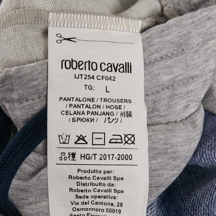 Pre Owned Roberto Cavalli Junior Grey Jersey Jogger Pants L/(16-18 Yrs)