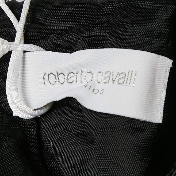 Pre Owned Roberto Cavalli Kids Multicolor Printed Satin and Knit Dress 8 Yrs