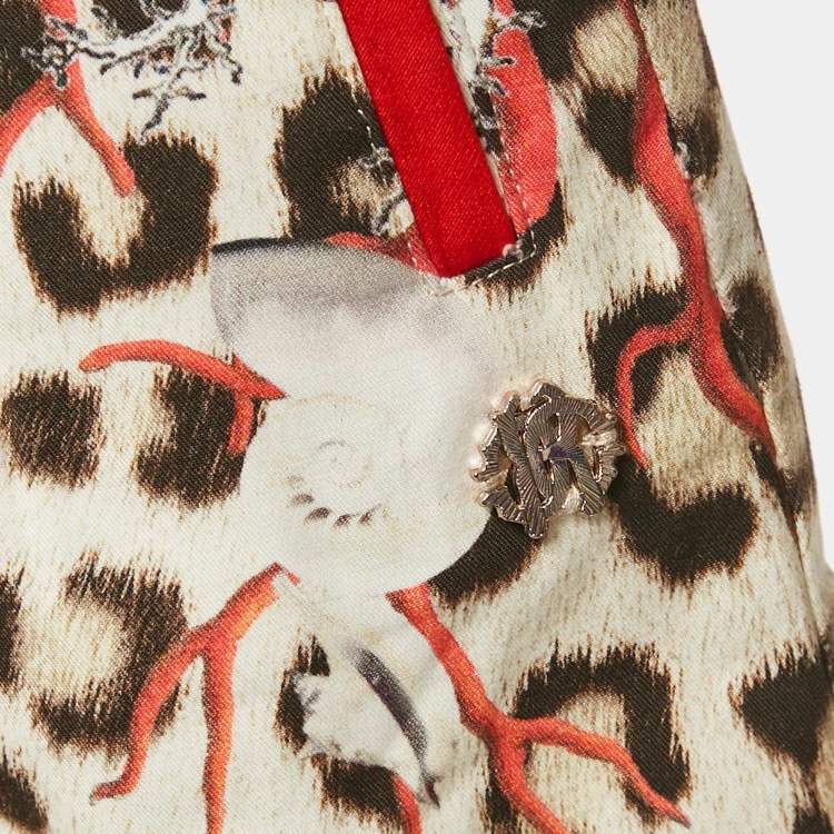 Pre Owned Roberto Cavalli Kids Brown/Red Leopard Print Cotton Shorts 10 Yrs 