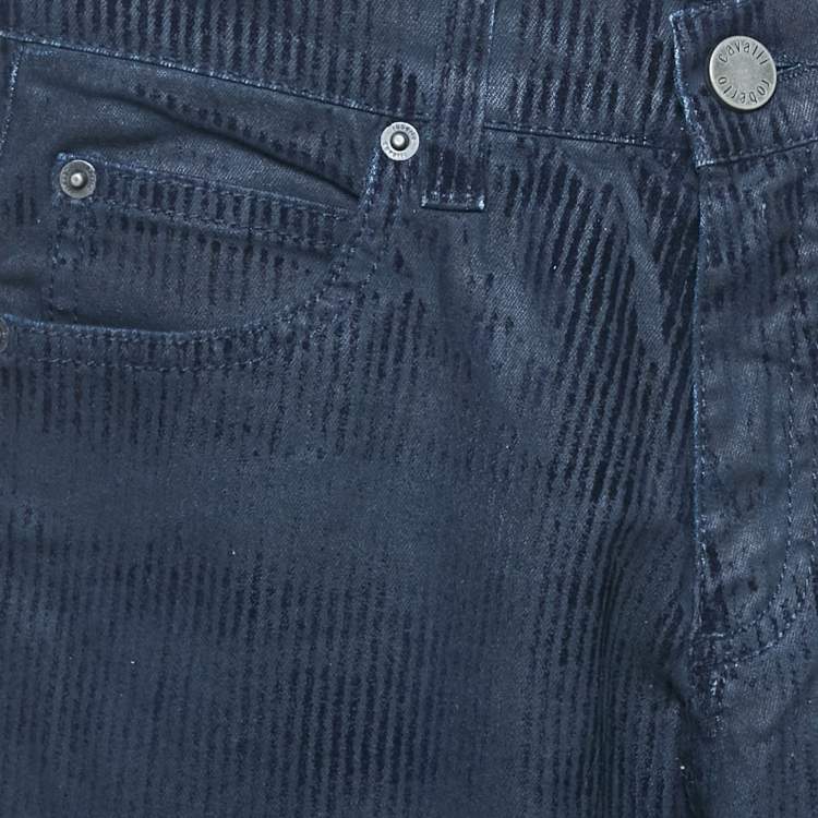 مملوكة مسبقًا Roberto Cavalli Navy Blue Striped Denim Jeans 10 Yrs