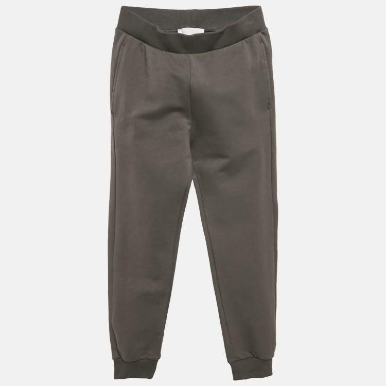 Pre Owned Roberto Cavalli Junior Grey Logo Embroidery Cotton Knit Joggers 8 Yrs