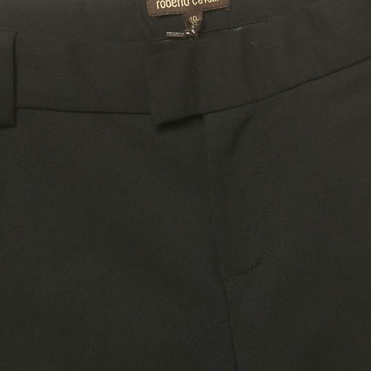 Pre Owned Roberto Cavalli Kids Black Wool Satin Side Band Trousers 10 Years 