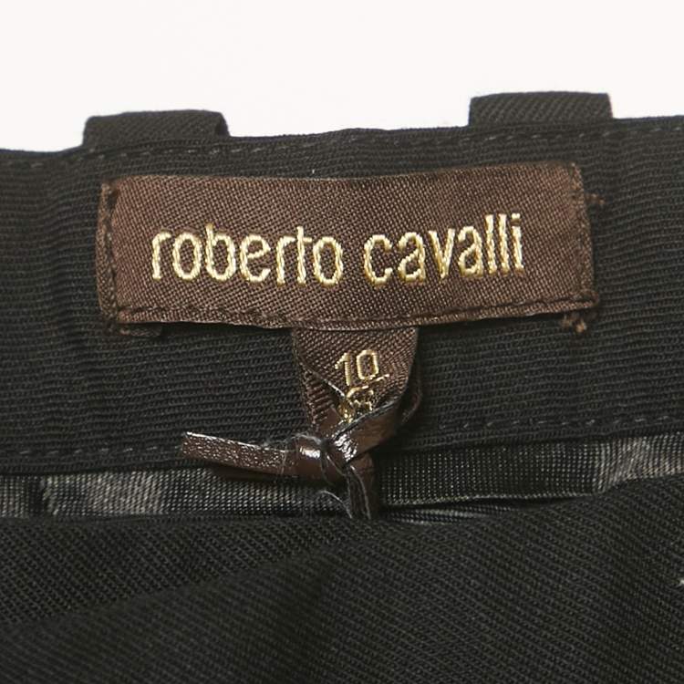 Pre Owned Roberto Cavalli Kids Black Wool Satin Side Band Trousers 10 Years 