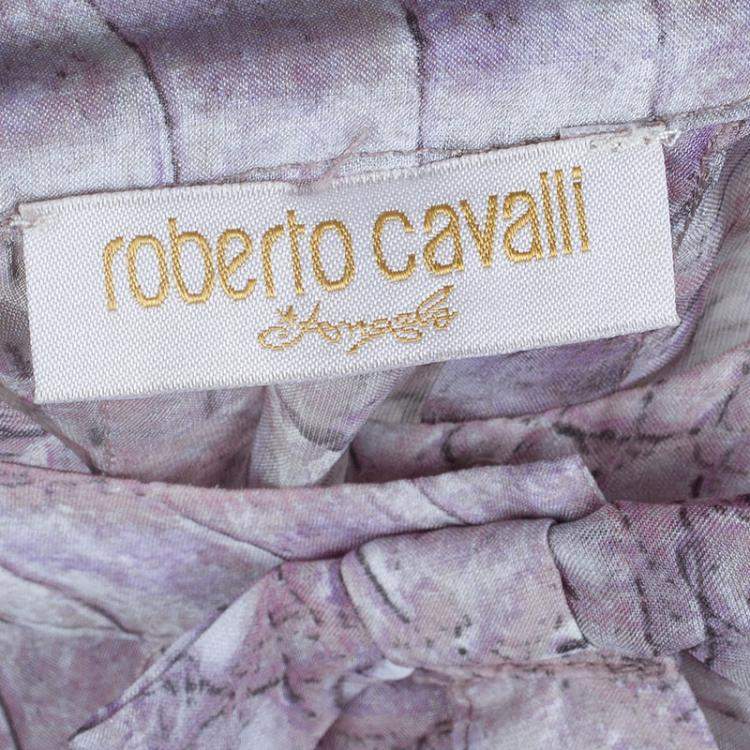 Pre Owned Roberto Cavalli Reptile Print Silk Bow Detail Long Sleeve Blouse 6 Yrs