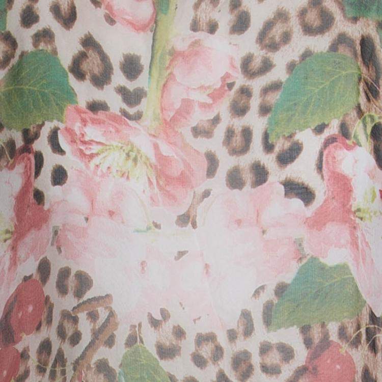 Pre Owned Roberto Cavalli Printed Silk Elasticated Hem Dress XS