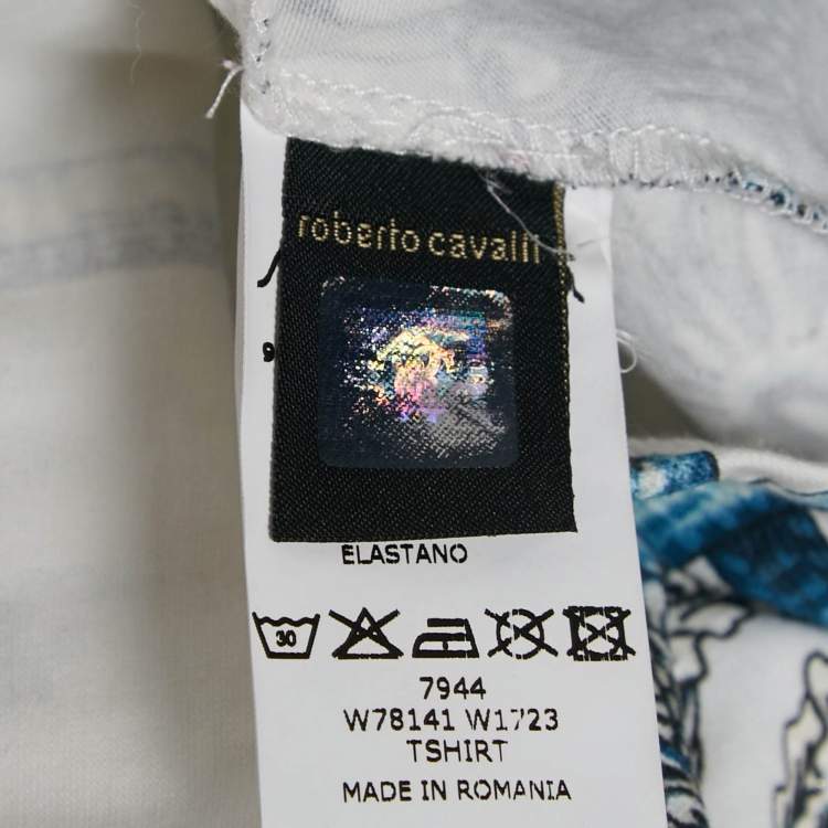 Pre Owned Roberto Cavalli White Jelly Fish Print Jersey T-Shirt 10Yrs 