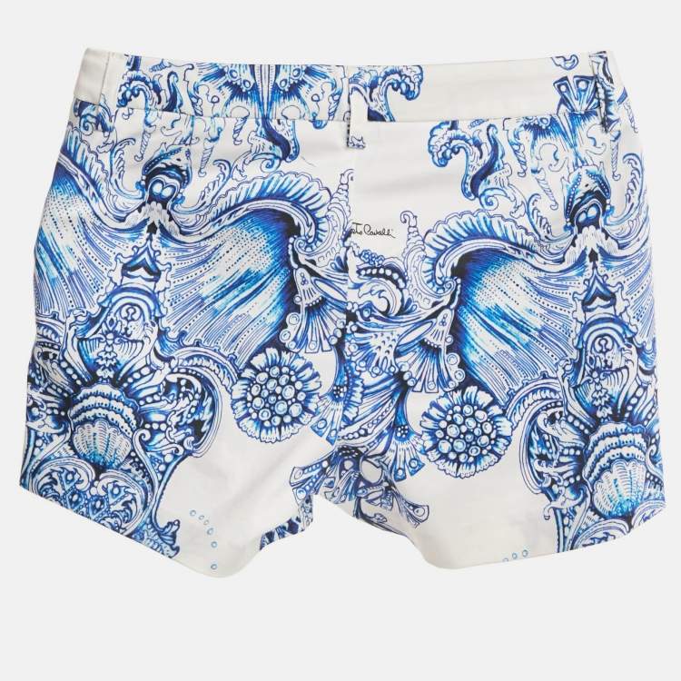 Pre Owned Roberto Cavalli Kids White Printed Cotton Short 10-12 Yrs 