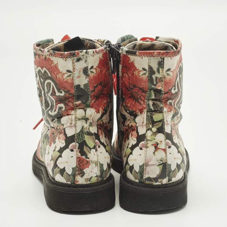 مملوكة مسبقًا Roberto Cavalli Size 33 Multicolor Leather Floral Print Ankle Length boots 