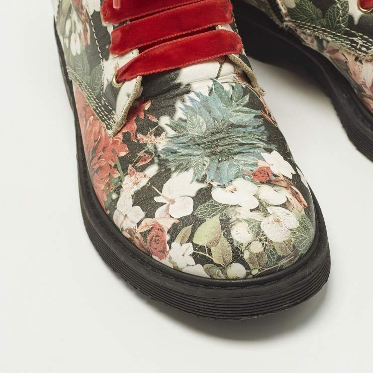 مملوكة مسبقًا Roberto Cavalli Size 33 Multicolor Leather Floral Print Ankle Length boots 