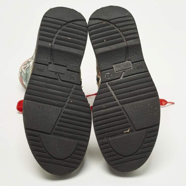 مملوكة مسبقًا Roberto Cavalli Size 33 Multicolor Leather Floral Print Ankle Length boots 