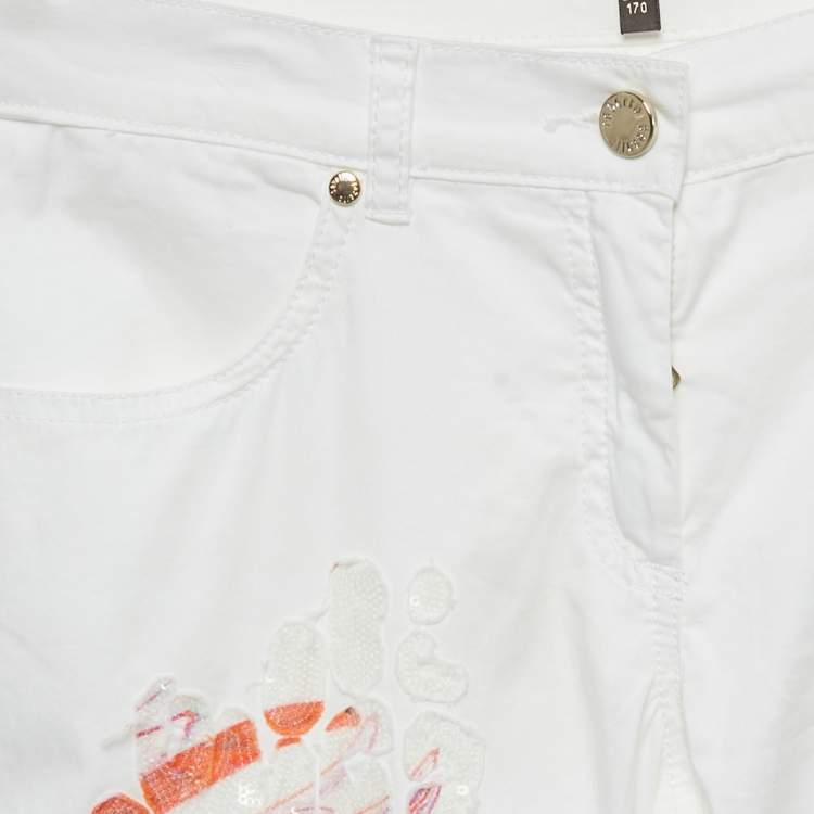 Pre Owned Roberto Cavalli Kids White Sequin Jersey Set L (12/14Yrs)