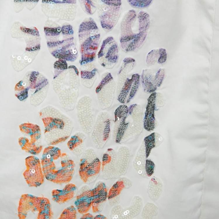 Pre Owned Roberto Cavalli Kids White Sequin Jersey Set L (12/14Yrs)