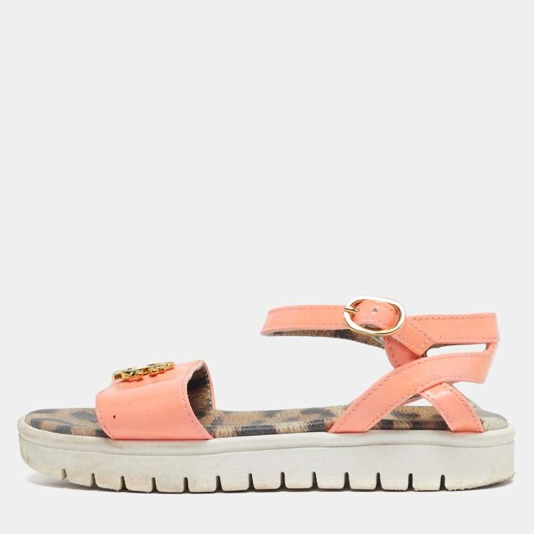 Pre Owned Roberto Cavalli Size 27 Pink Patent Leather Ankle Strap Sandals