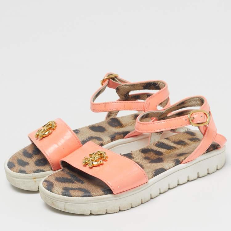 Pre Owned Roberto Cavalli Size 27 Pink Patent Leather Ankle Strap Sandals