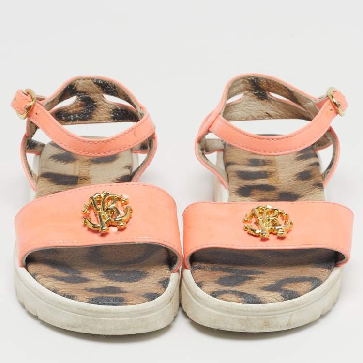 Pre Owned Roberto Cavalli Size 27 Pink Patent Leather Ankle Strap Sandals