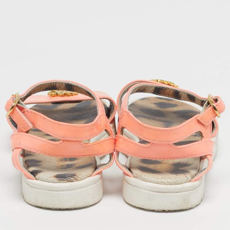 Pre Owned Roberto Cavalli Size 27 Pink Patent Leather Ankle Strap Sandals