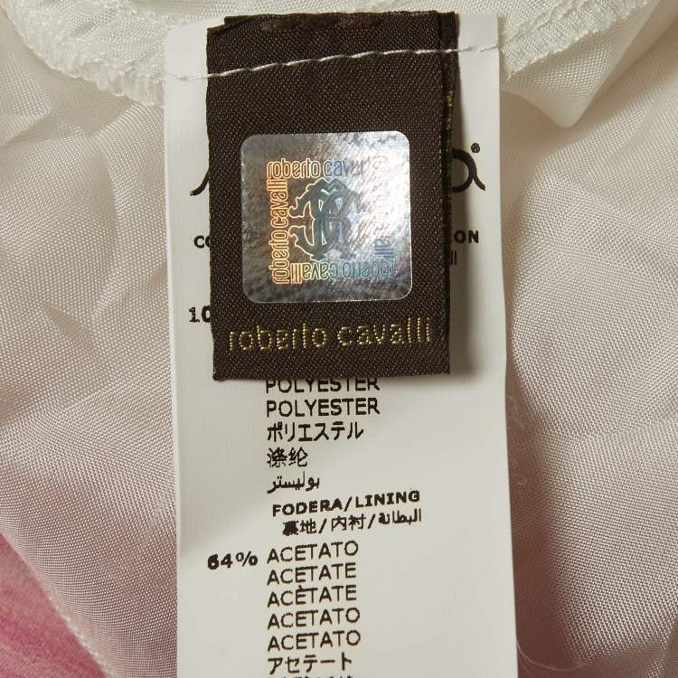 Pre Owned Roberto Cavalli Kids Pink Printed Chiffon Plisse Skirt 6 Yrs