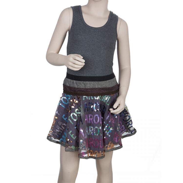 Pre Owned Roma e Tosca Multicolor Sequin Embellished Skirt 10 Yrs