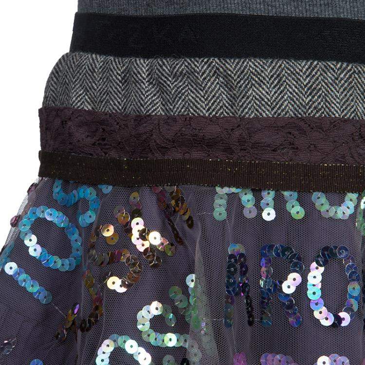 Pre Owned Roma e Tosca Multicolor Sequin Embellished Skirt 10 Yrs